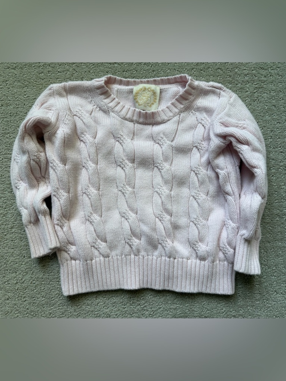 The Beaufort Bonnet Company Pale Pink Cable Crewneck Sweater